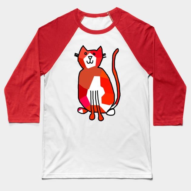 Red Crystal Cat Animals Minimal Line Drawing Baseball T-Shirt by ellenhenryart